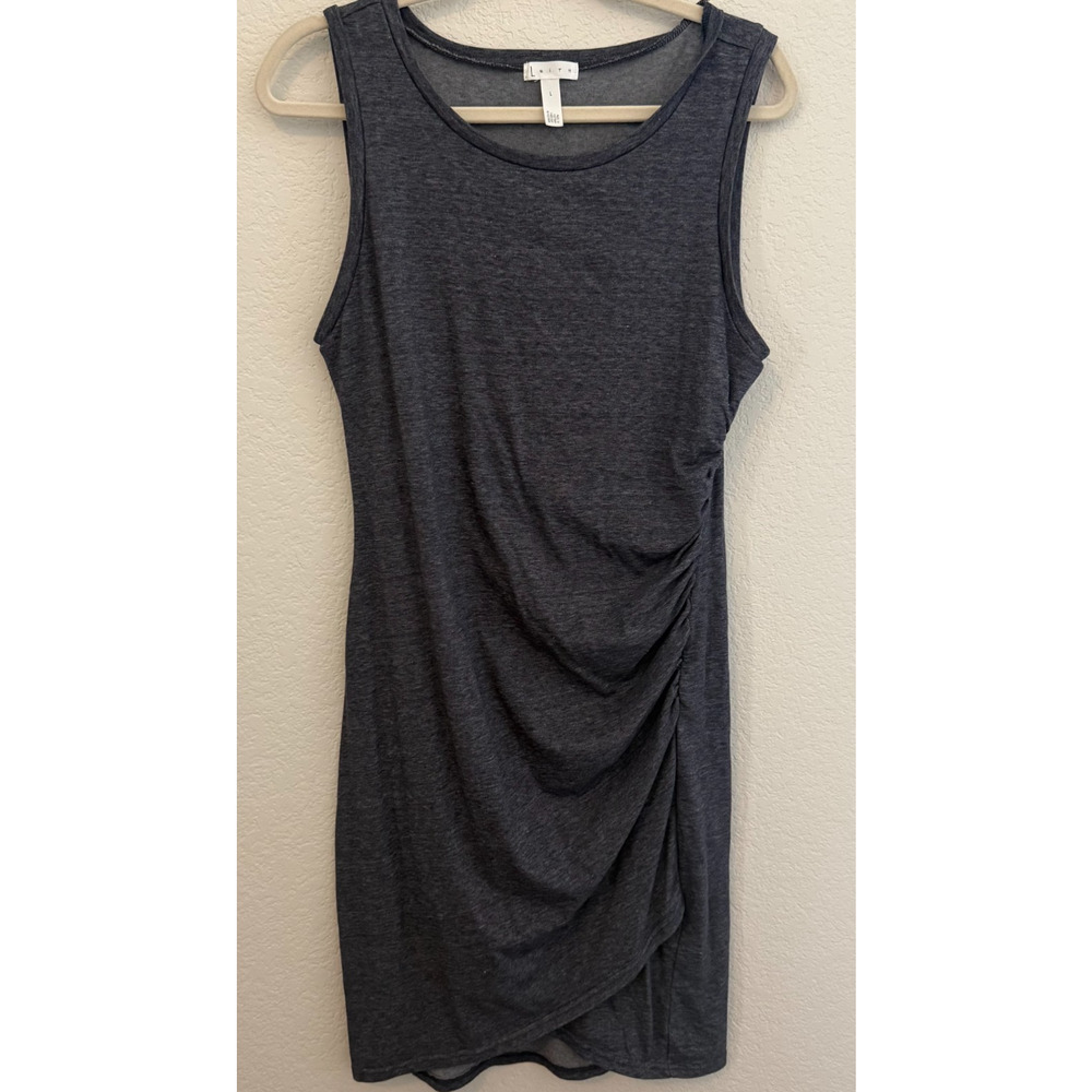 Leith Sleeveless Ruched Bodycon Dress Gray Size Large Womens Stretch Knit Casual